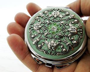Centerstone Silver Ornate Filigree Compact Mirror
