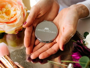 Personalized Compact Mirror in Silver with Gift Box and Card