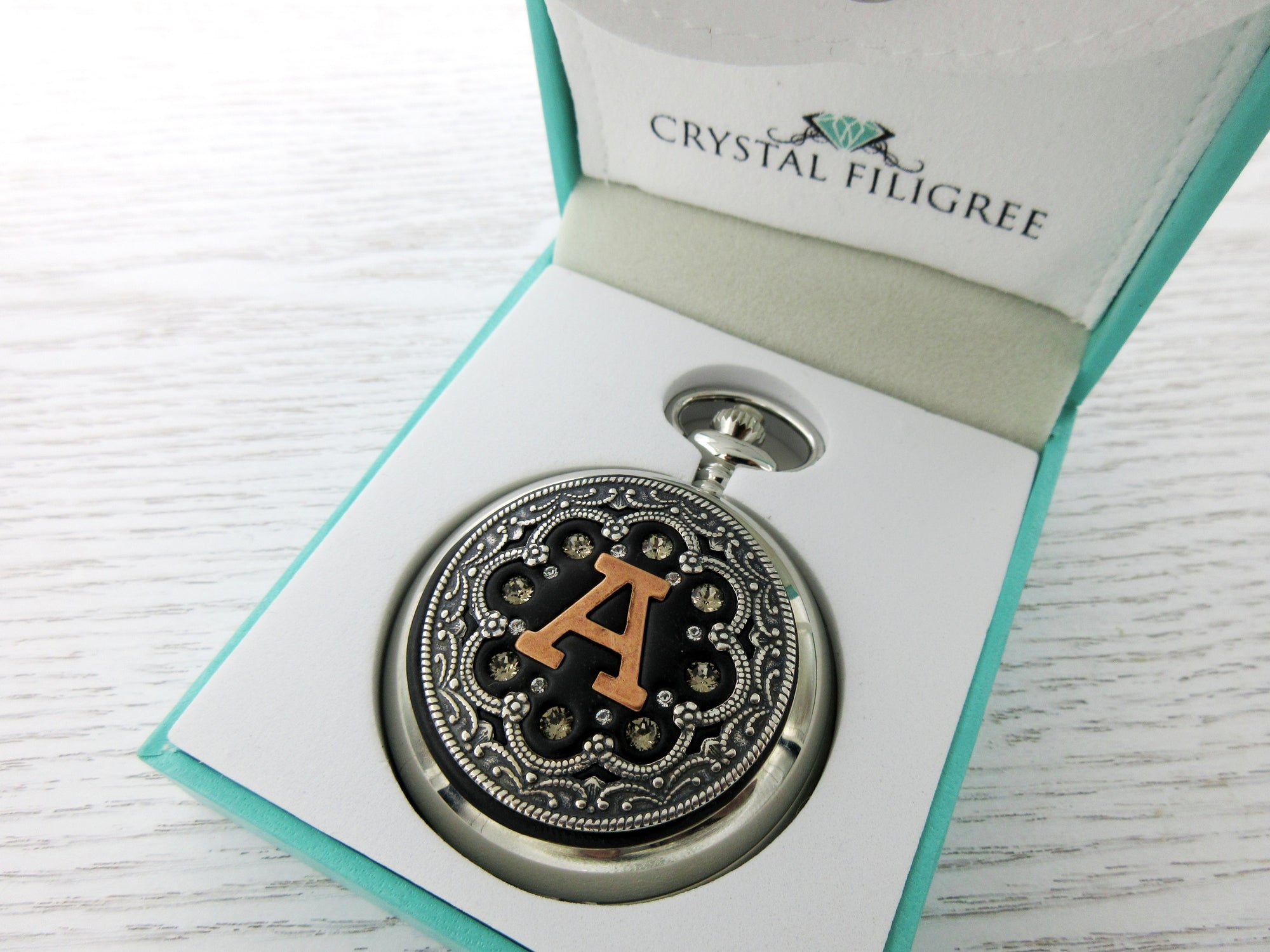 Personalized Silver and Rose Gold Pocket Watch