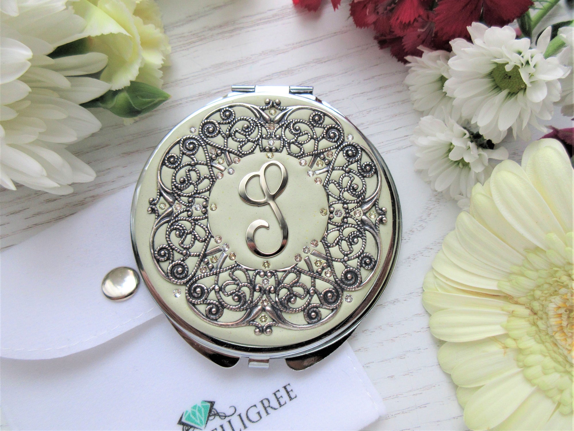 Large Monogram Personalized Compact Mirror