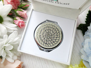 Crystalized Silver Compact Mirror