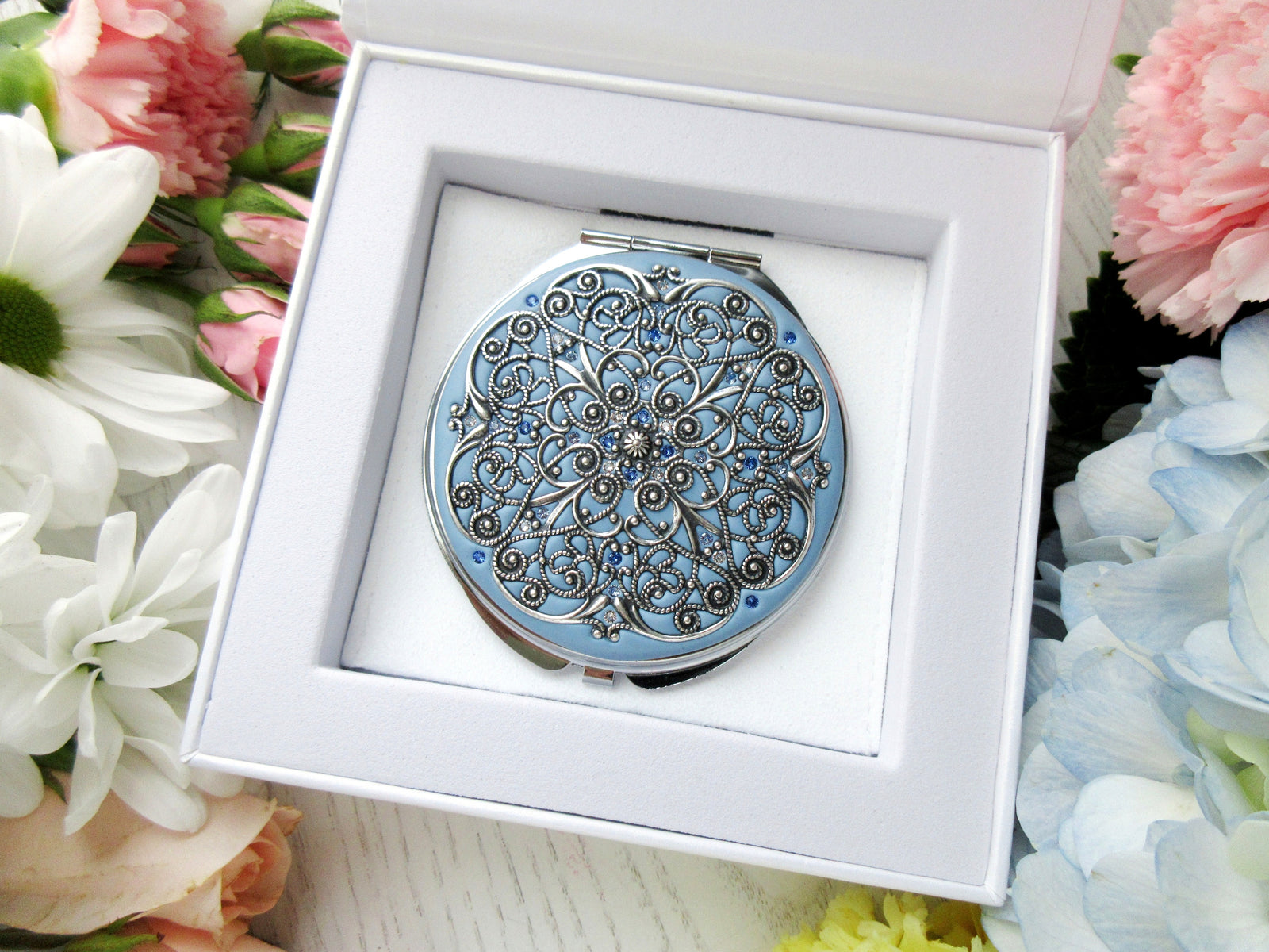 Classic Silver Compact Mirror