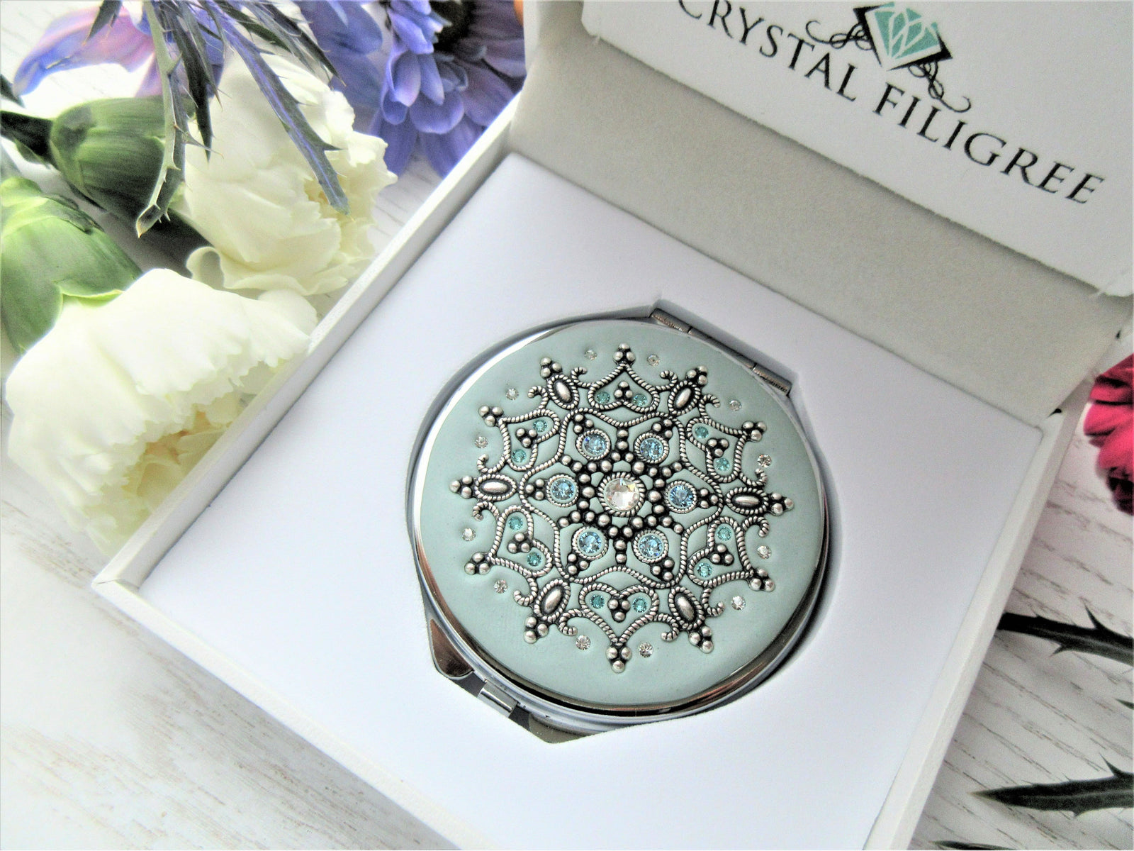 Snowflake Filigree Compact Mirror