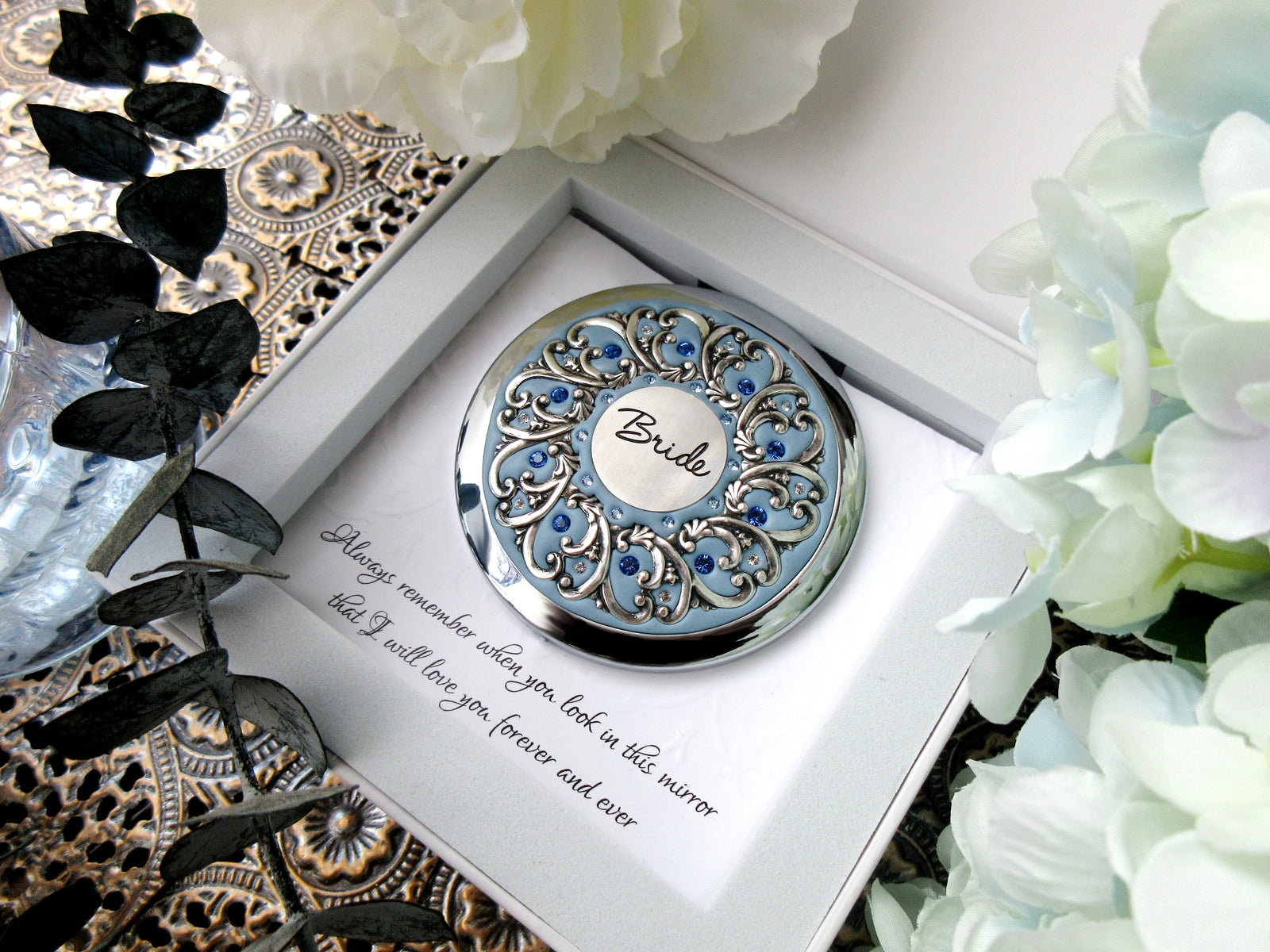 Bridal Silver Compact Mirror